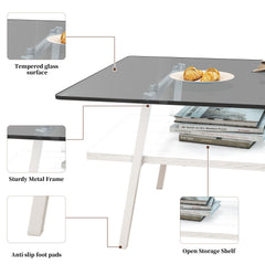 Coffee Table and End tables Set of 3, Tempered Glass Table with MDF layer, Modern Tables for Living Room , Gray Glass
