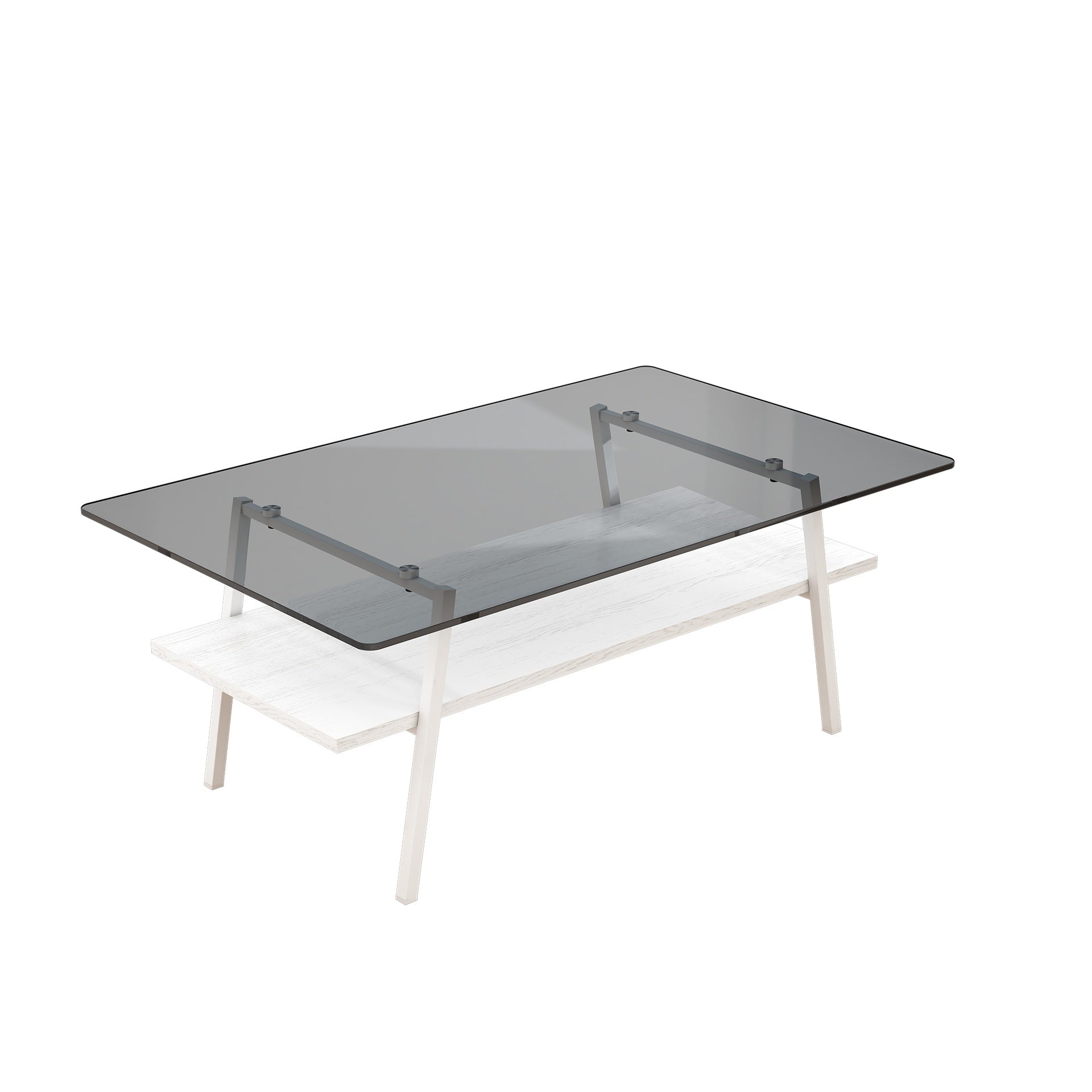 Coffee Table and End tables Set of 3, Tempered Glass Table with MDF layer, Modern Tables for Living Room , Gray Glass