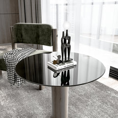 30" Inch Round Tempered Glass Table Top Black Glass 1/4" Inch Thick Round Polished Edge