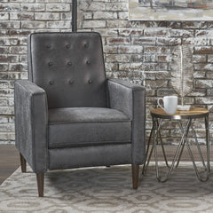 Fabric Recliner Chair Mid-Century Modern Recliner Pushback Single Recliner Sofa with Thicker Seat Cushion Tufted Upholstered Sofa with Wooden leg for Living Room Bedroom