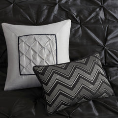7-Piece Queen 100% Polyester Pieced Pleated Tufted Comforter Set