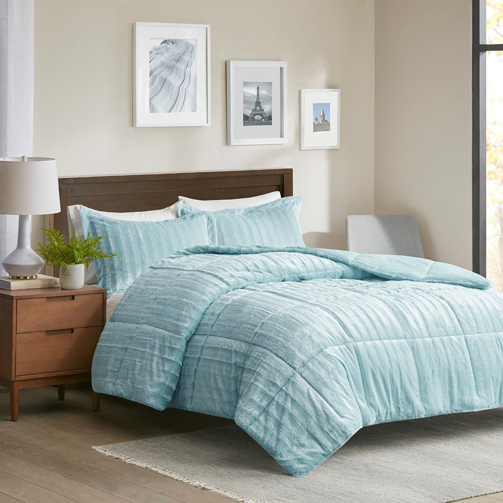 King/Cal King Faux Fur Comforter Mini Set
