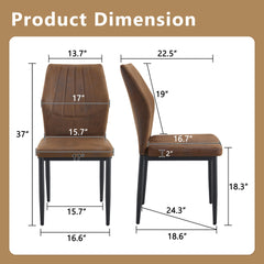 Set of 4 Brown - and - Black Dining Chairs with Shell - pattern, 37 inches High: Ergonomic Tech Fabric Backrest, Combines Comfort and Style