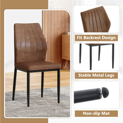 Set of 4 Brown - and - Black Dining Chairs with Shell - pattern, 37 inches High: Ergonomic Tech Fabric Backrest, Combines Comfort and Style