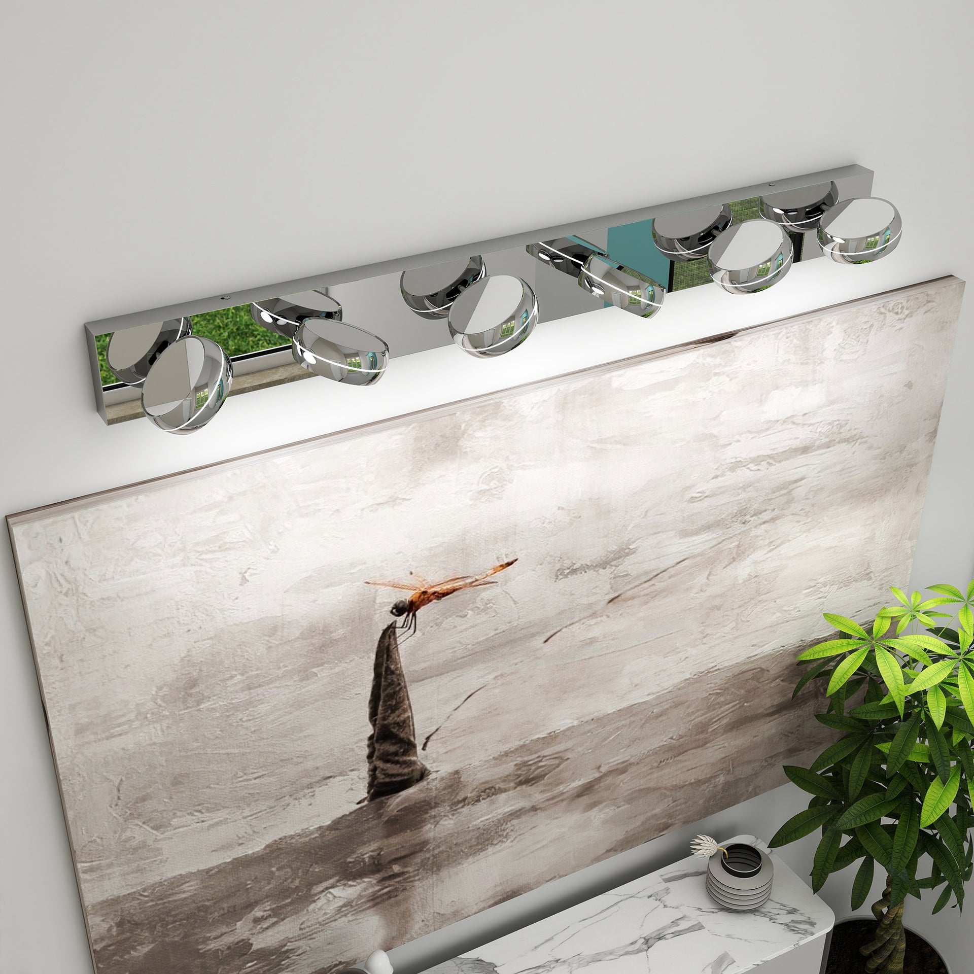 LED Vanity Lights 43in Bathroom Lights Fixtures over Mirror 6 Light LED Lighting Fixture for Bathroom 18W Mirror Lighting Fixture Modern Bath Light Bar Chrome Bath