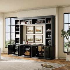 All-in-One Modern TV Stand with Bookcase for TVs up to 70 inch, Entertainment Center with 3 Adjustable Shelves, for Living Room, Display Storage Cabinet, Ample Storage Space TV Stand