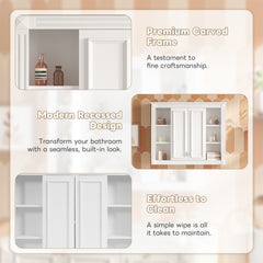 36'' x 28'' Medicine Cabinet, Wall Mounted Bathroom Storage Cabinet, with 1 Adjustable Shelf, Wall-Mounted Medicine Cabinet for Bathroom, Soft-Closing Hinges, Swing-Open Doors