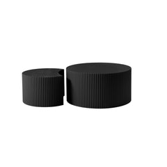Black Nesting table set of 2 Round and Half Moon Shapes,No Need Assembly(Same Sku:W876P271183)
