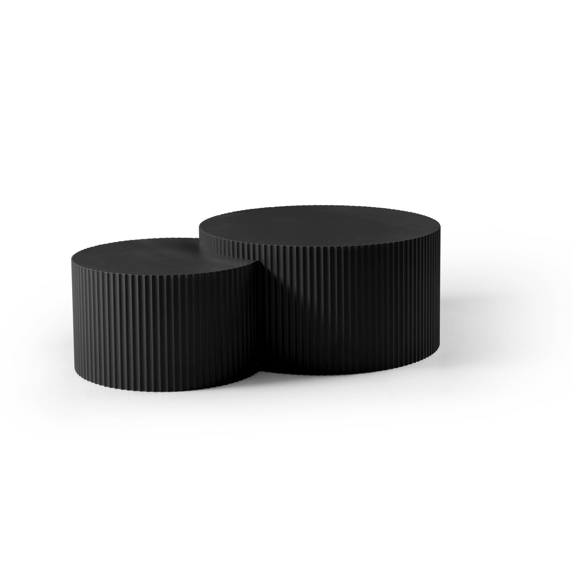 Black Nesting table set of 2 Round and Half Moon Shapes,No Need Assembly(Same Sku:W876P271183)