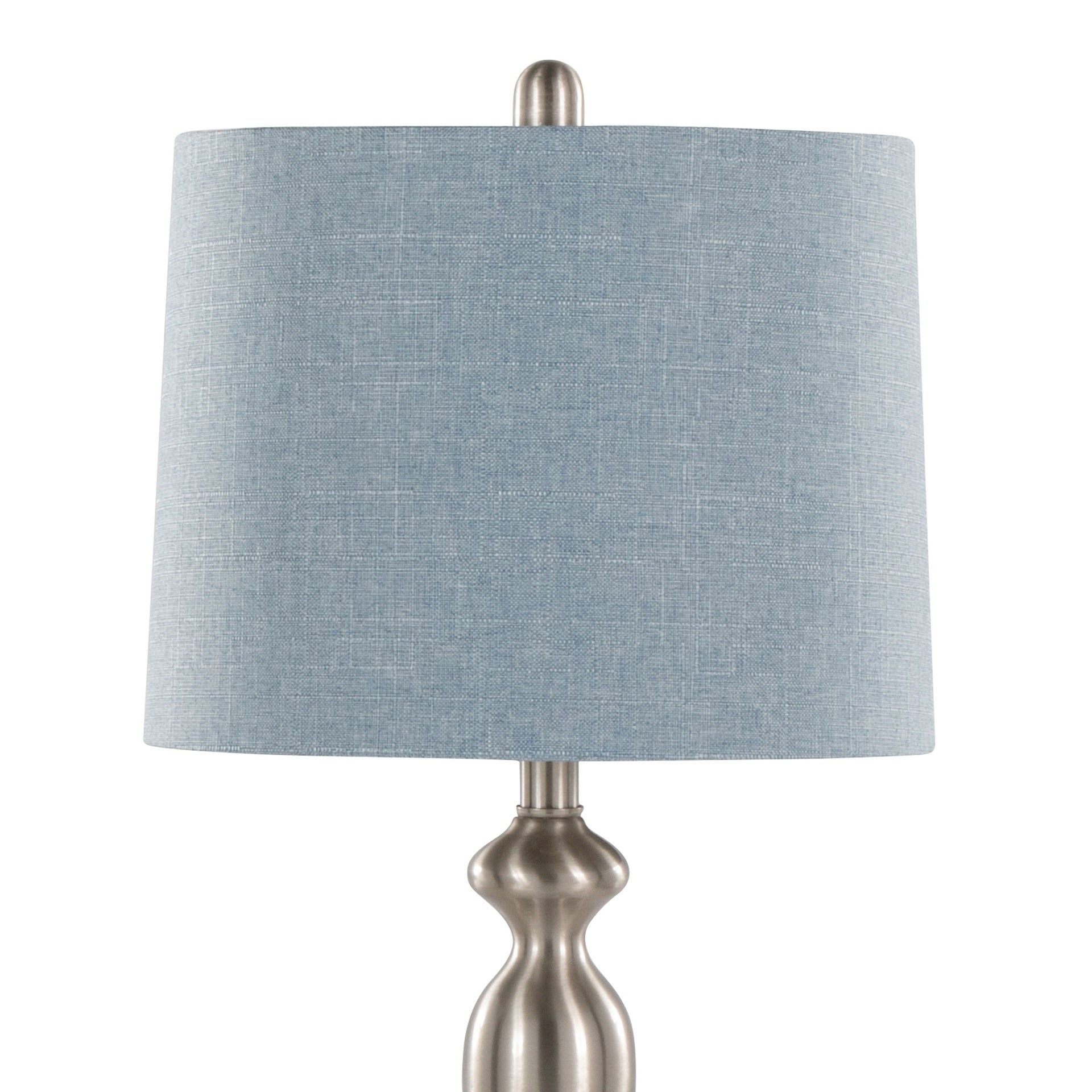 Ashland 27" Contemporary Metal Table Lamp in Brushed Nickel with Light Blue Linen Shade from Grandview Gallery by LumiSource - Set of 2
