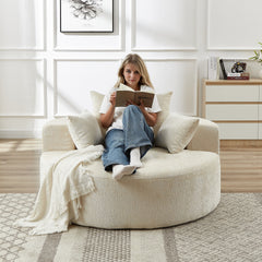 55'L Chenille Sponge single sofa,No Assembly Required,Fluffy Modern Sleeper Chair for Living room, Bedroom, Lounge and Projection Room(Not a swivel chair.)