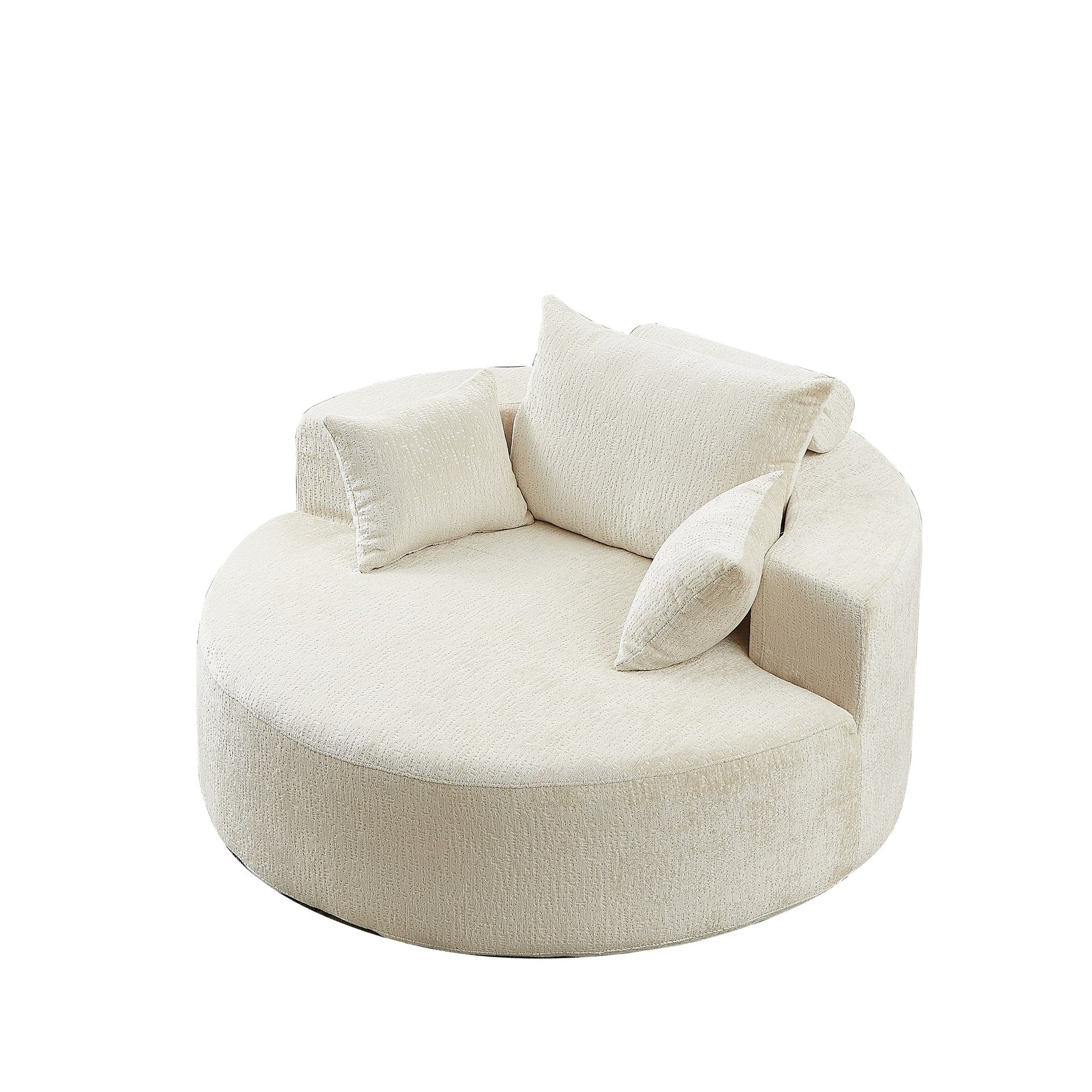 55'L Chenille Sponge single sofa,No Assembly Required,Fluffy Modern Sleeper Chair for Living room, Bedroom, Lounge and Projection Room(Not a swivel chair.)