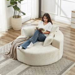 55'L Chenille Sponge single sofa,No Assembly Required,Fluffy Modern Sleeper Chair for Living room, Bedroom, Lounge and Projection Room(Not a swivel chair.)