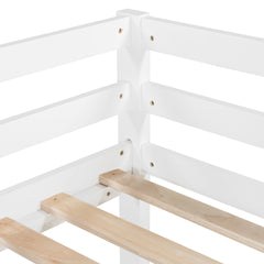 Loft Bed with Slide, Multifunctional Design, Twin (White)