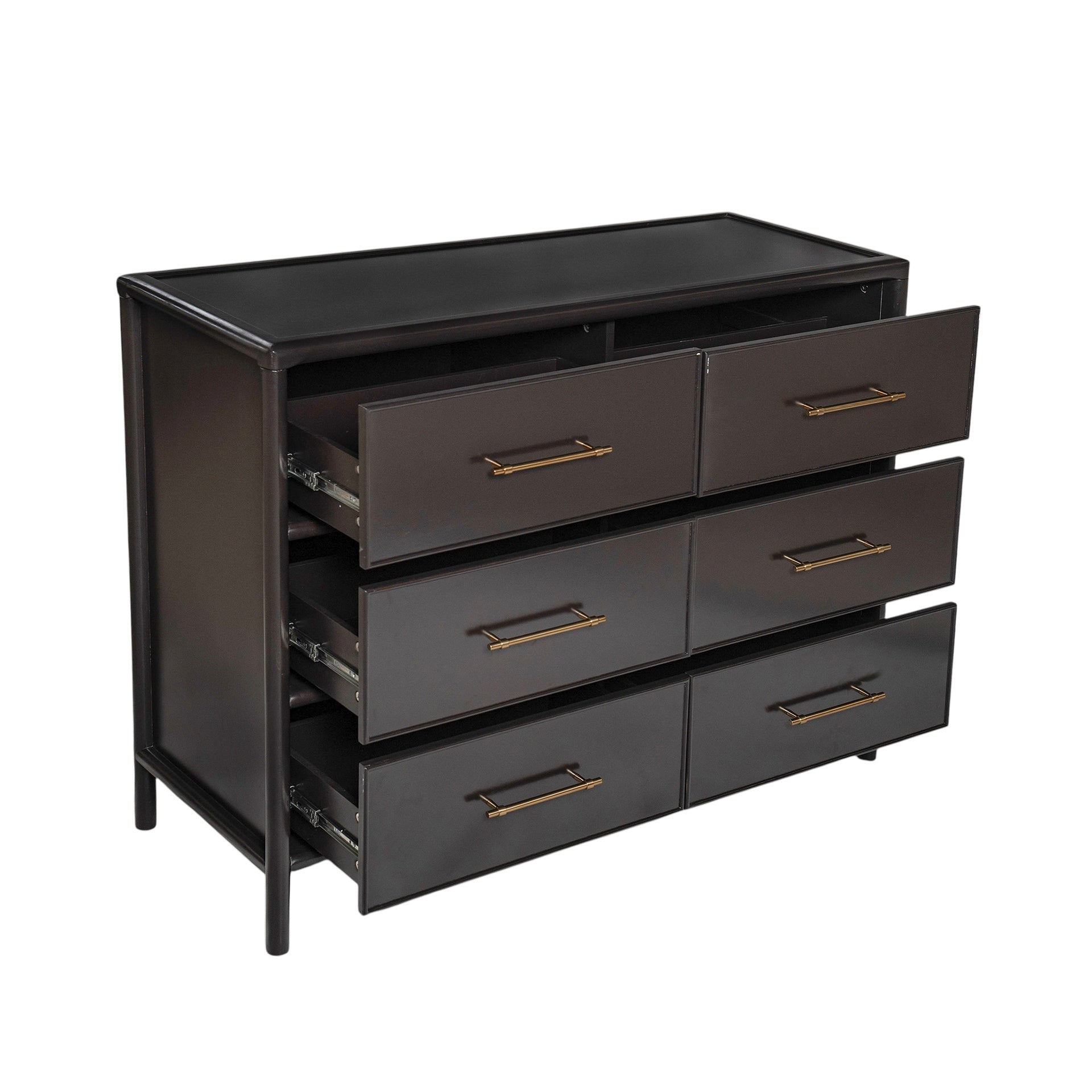 Storage cabinet, stylish style, suitable for living room and dining room entrance, large size, 6 drawers, dark brown