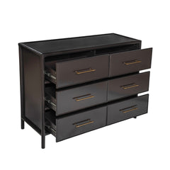 Storage cabinet, stylish style, suitable for living room and dining room entrance, large size, 6 drawers, dark brown
