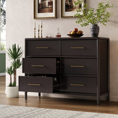 Storage cabinet, stylish style, suitable for living room and dining room entrance, large size, 6 drawers, dark brown