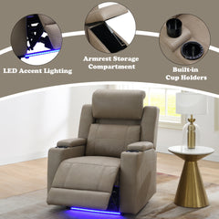 Lugo Camel Leather Aire Power Motion Recliner w/Cup Holder