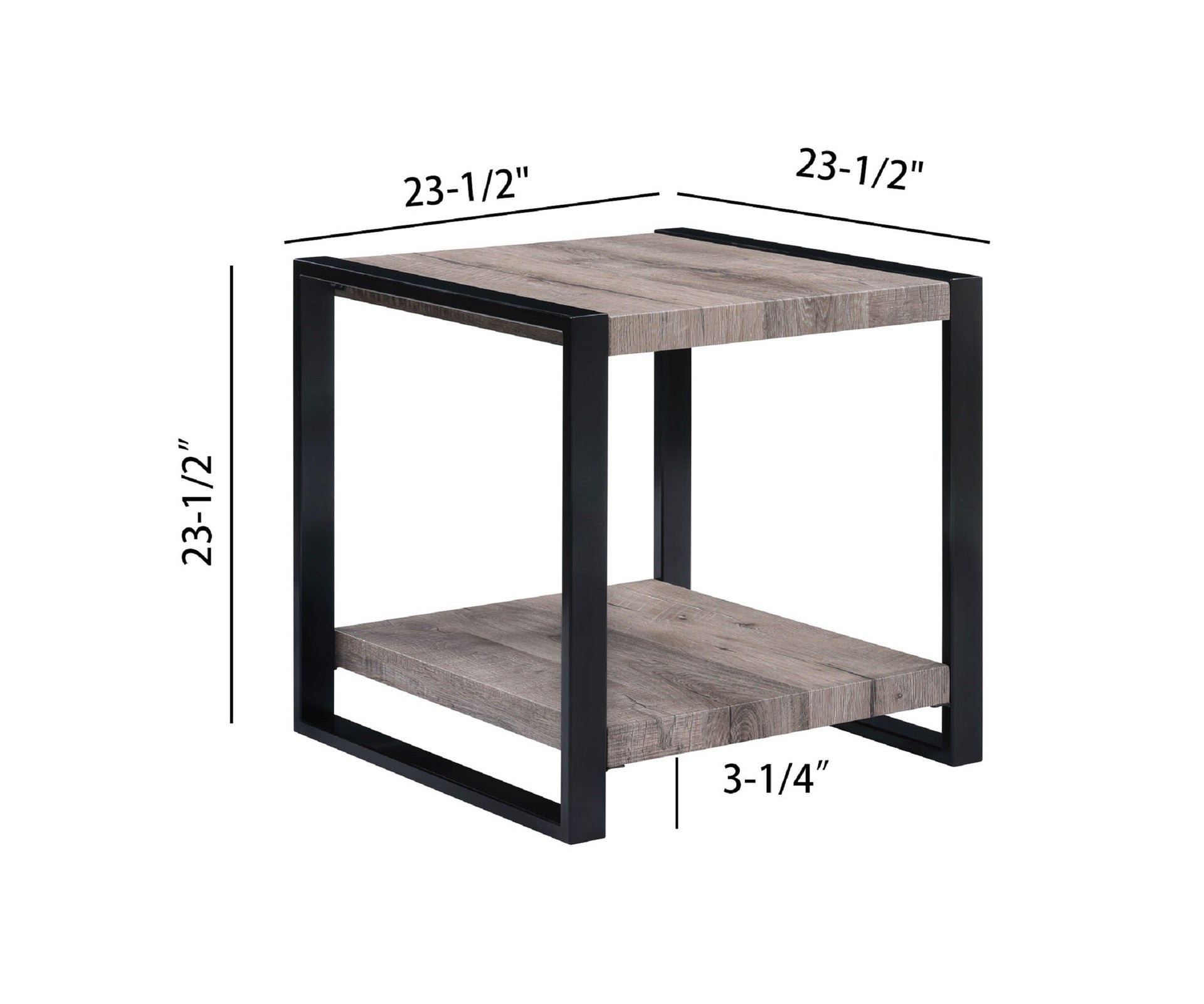1pc Contemporary End Table with Storage Shelf Rustic Brown Finish Living Room Wooden Furniture