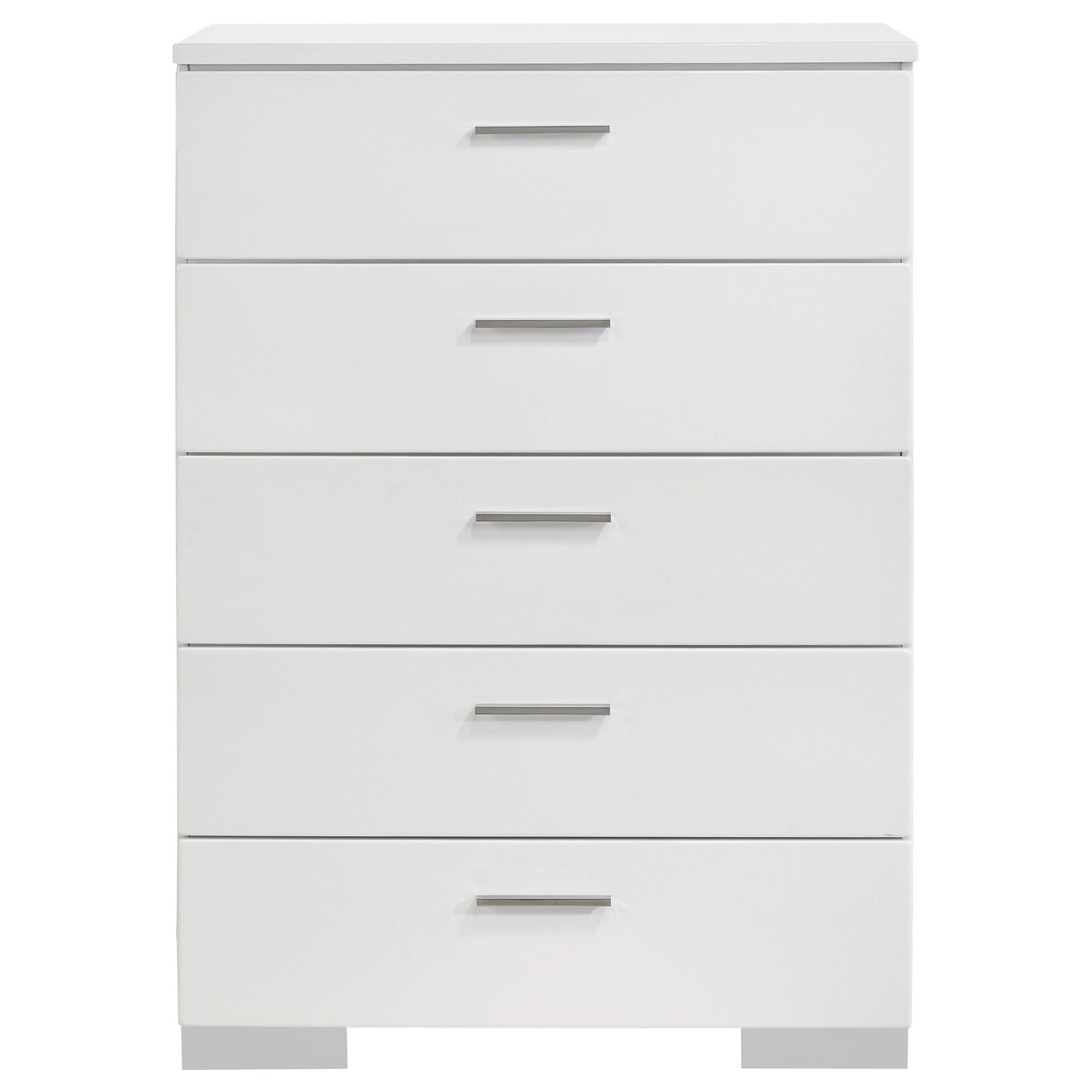 Dulcey White High Gloss 5-drawer Bedroom Chest