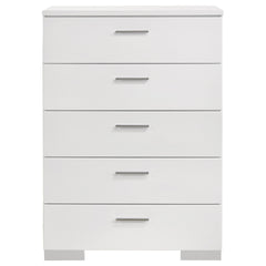Dulcey White High Gloss 5-drawer Bedroom Chest