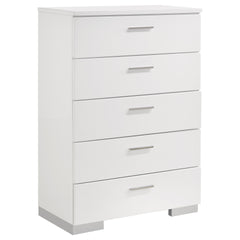 Dulcey White High Gloss 5-drawer Bedroom Chest