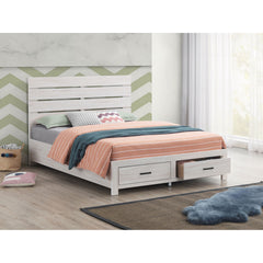 Geary Coastal White Queen Storage Panel Bed