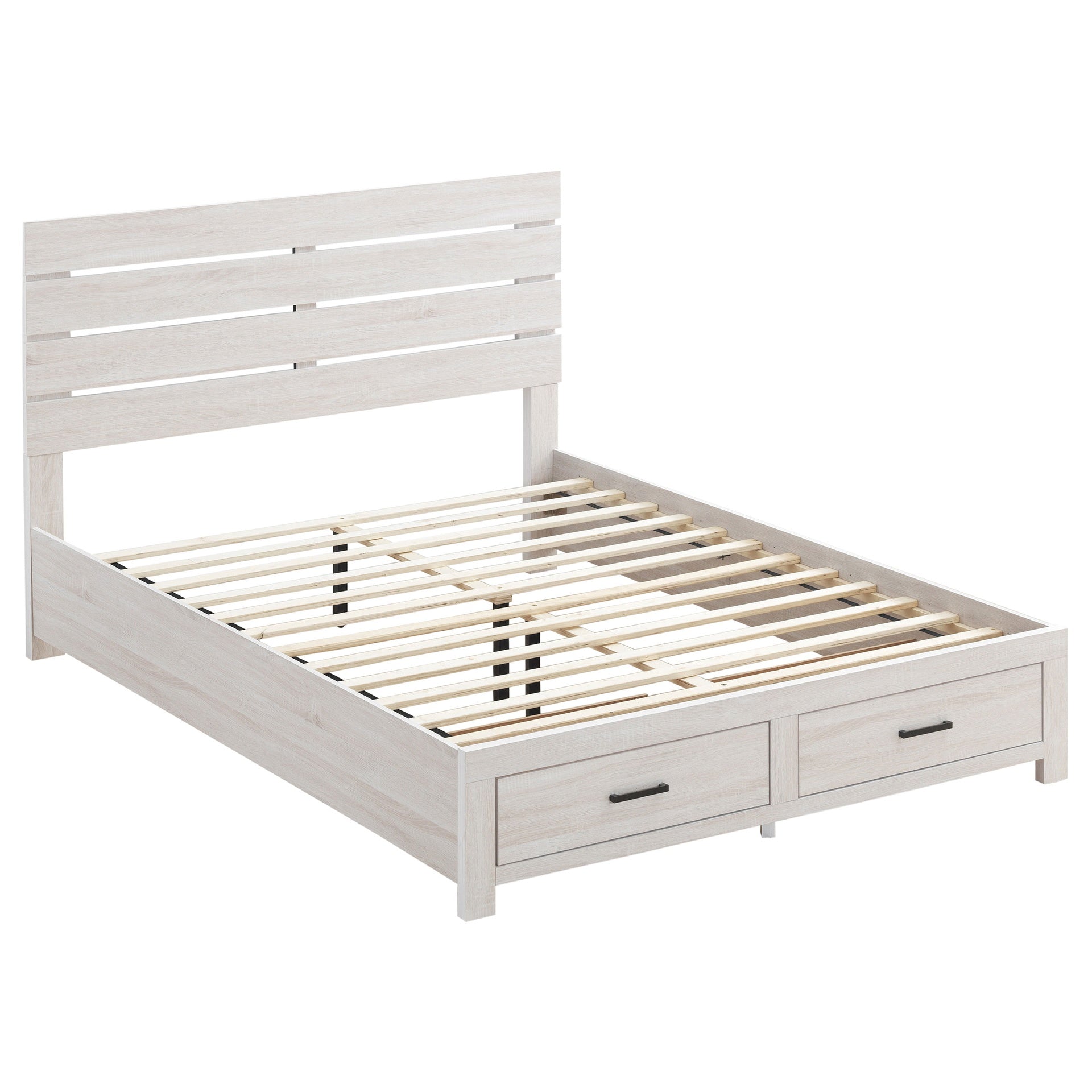 Geary Coastal White Queen Storage Panel Bed