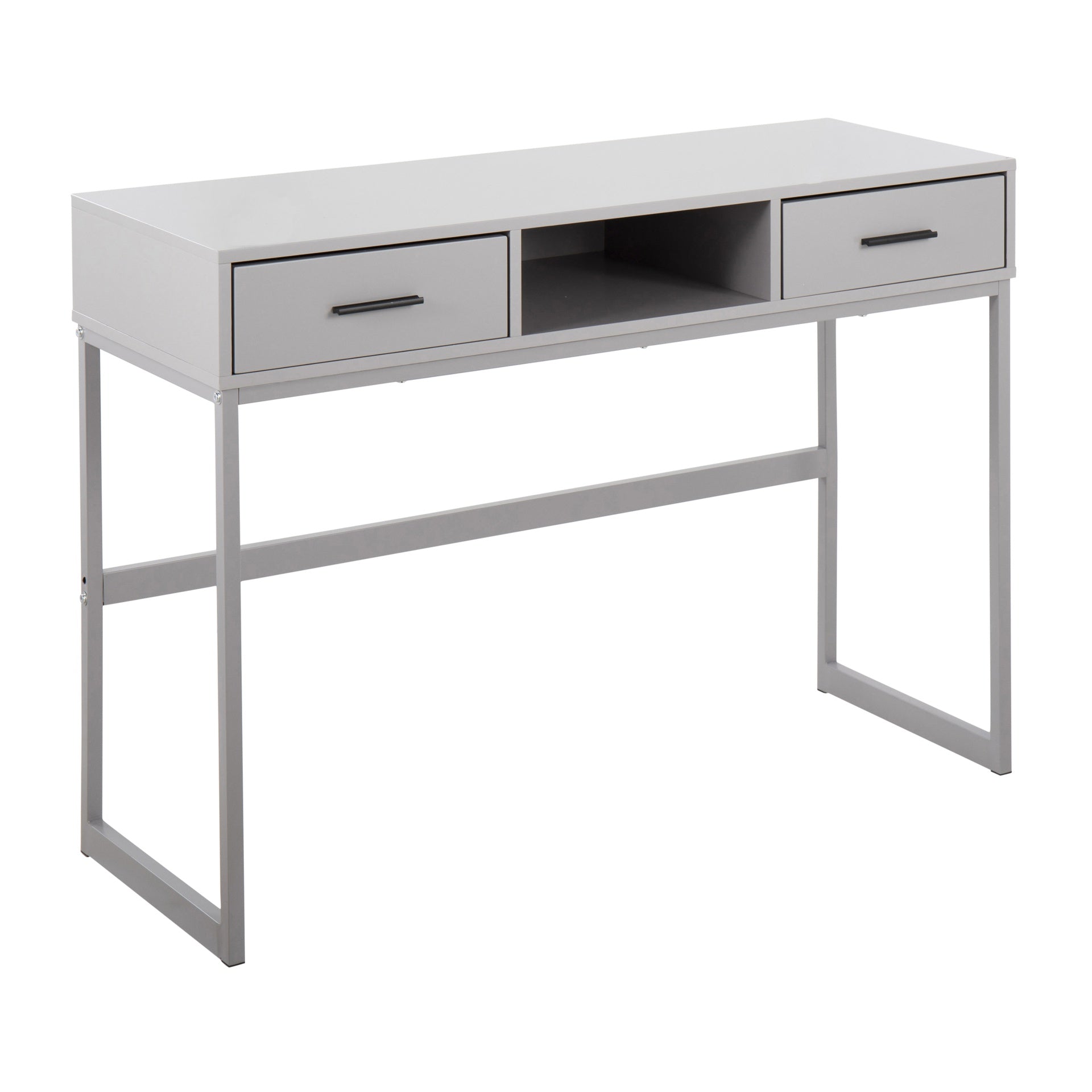 Franklin Contemporary Console Table in Grey Metal and Grey Wood by LumiSource