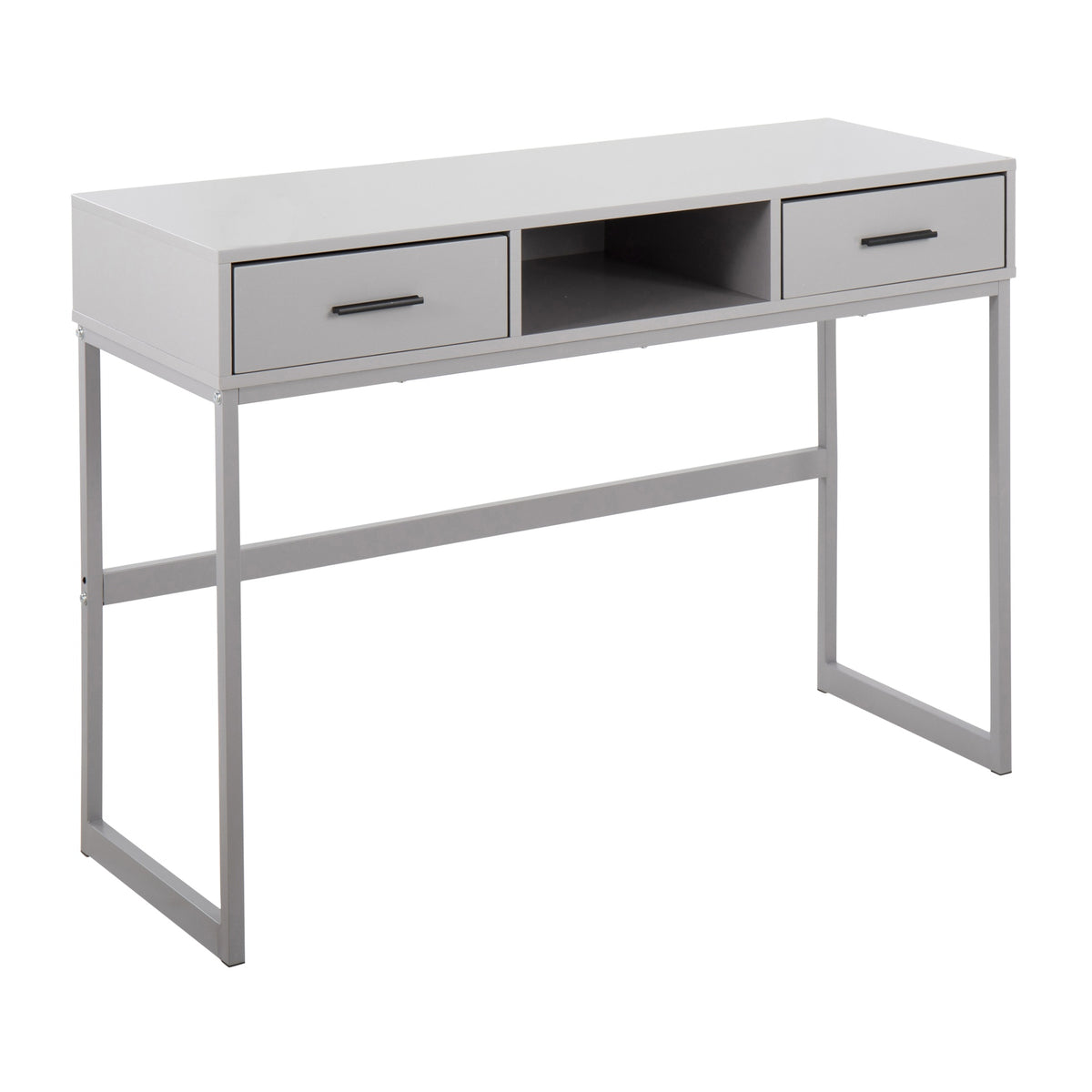 Franklin Contemporary Console Table in Grey Metal and Grey Wood by LumiSource
