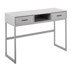 Franklin Contemporary Console Table in Grey Metal and Grey Wood by LumiSource