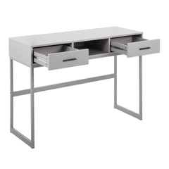Franklin Contemporary Console Table in Grey Metal and Grey Wood by LumiSource