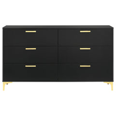 Lexie Black and Gold 6-Drawer Rectangular Dresser