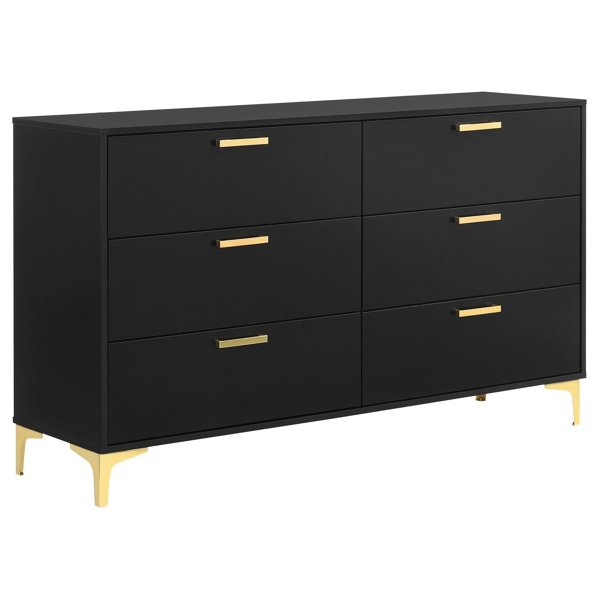 Lexie Black and Gold 6-Drawer Rectangular Dresser