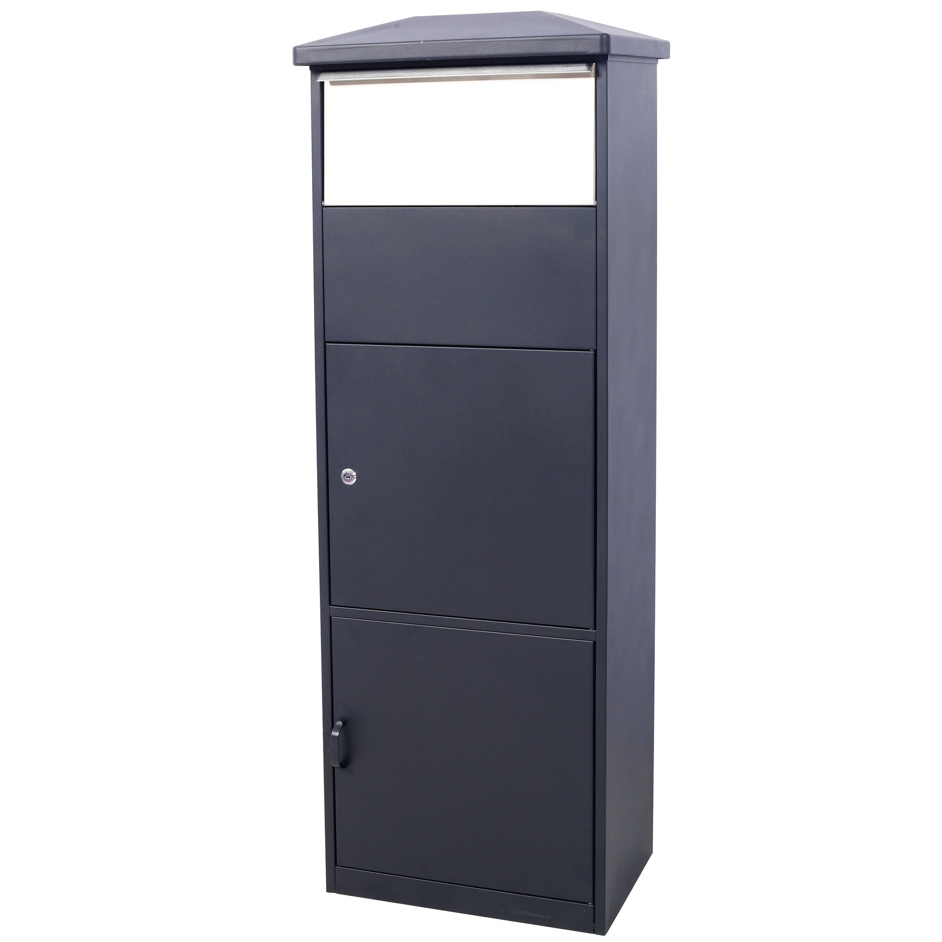 Large Package Delivery Parcel Mail Drop Box for Porch, Floor Lockable Drop Slot Mail Box with Parcel Compartment, Black