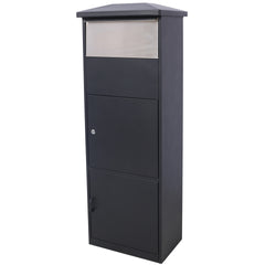 Large Package Delivery Parcel Mail Drop Box for Porch, Floor Lockable Drop Slot Mail Box with Parcel Compartment, Black