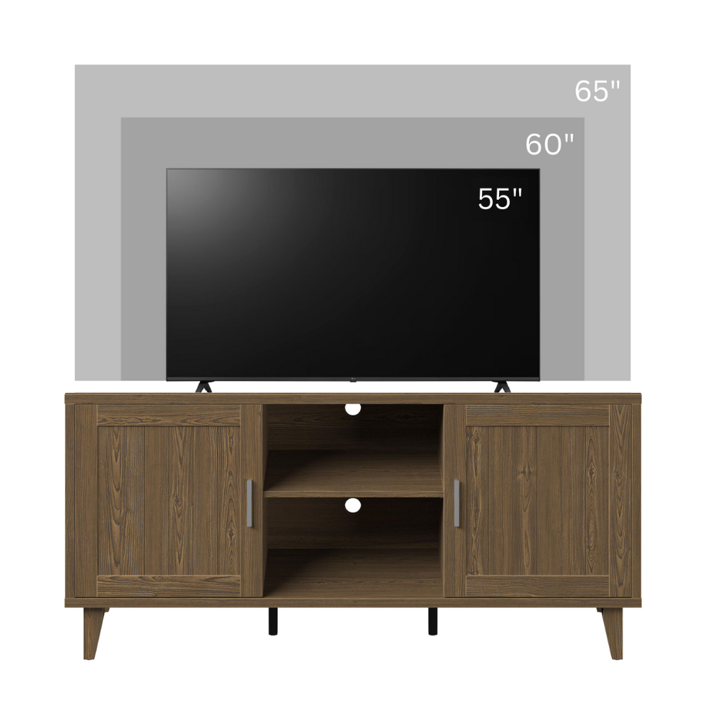 Modern 60 Inch TV Stand for TVs up to 65 inches, Classic Walnut Finish