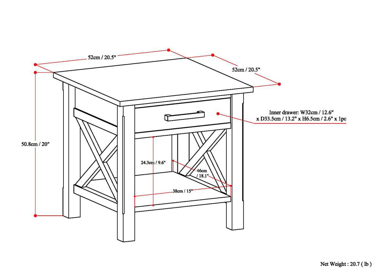 Kitchener - End Table - Black