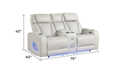 Fortuner Modern Style Upholstery Recliner 2PC Livingroom Set Made with Wood & Massage Function Included-Beige(NJ inventory)