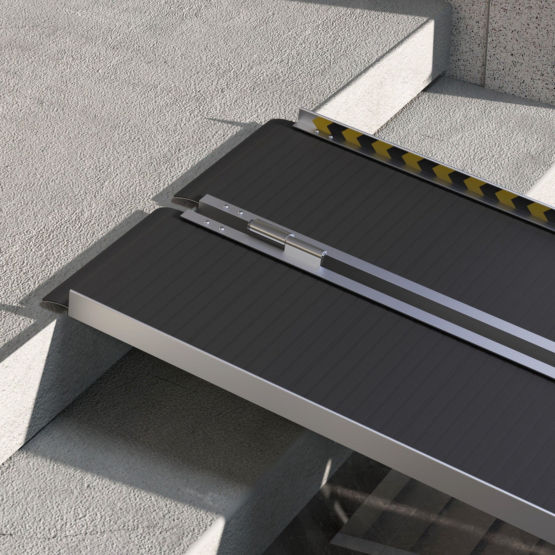 HOMCOM Wheelchair Ramp, 8FT Foldable Threshold Ramp, Aluminum Handicap Ramp with Non-Slip Surface, Transition Plates Above and Below for Home, Doorways, Steps, 600lbs Capacity