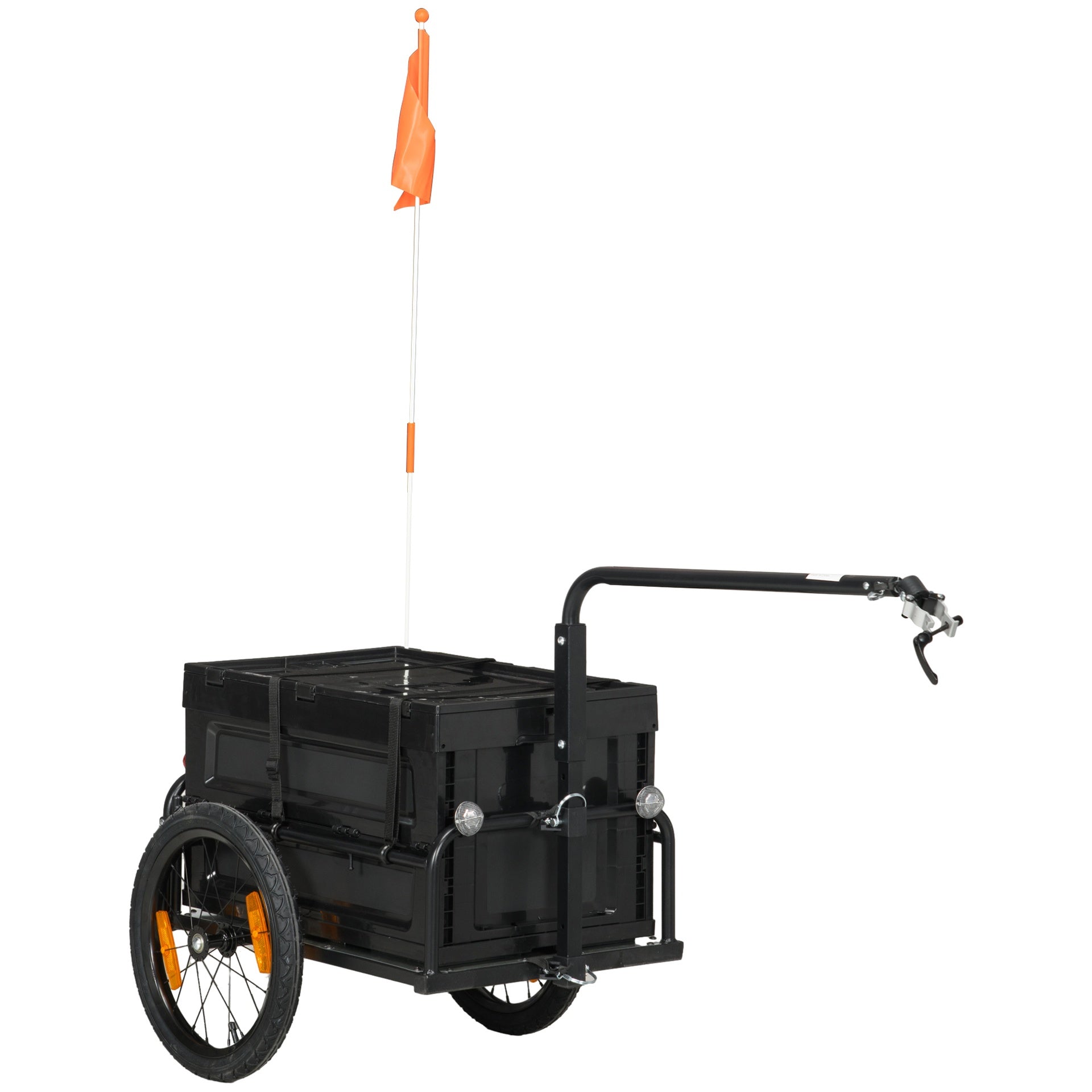 Aosom Bike Cargo Trailer, Bicycle Trailer Wagon Cart with Removable Storage Box, 
Quick Release 16" Wheels and Safe Reflectors, Galvanized Bottom