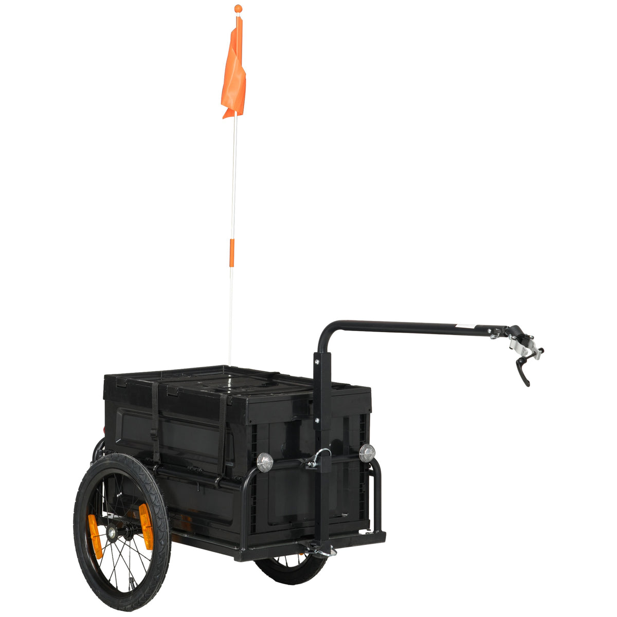 Aosom Bike Cargo Trailer, Bicycle Trailer Wagon Cart with Removable Storage Box, 
Quick Release 16" Wheels and Safe Reflectors, Galvanized Bottom
