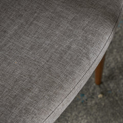 Mid Century Modern Fabric Upholstered Dining Chairs Armchairs, Set of 2, Light Grey and Dark Walnut