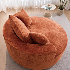 Round Accent Chair, 360 Swivel Chenille Barrel Chair, Fluffy Modern Sleeper for Living Room, Bedroom, Reading Room and Lounge