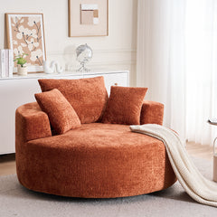 Round Accent Chair, 360 Swivel Chenille Barrel Chair, Fluffy Modern Sleeper for Living Room, Bedroom, Reading Room and Lounge