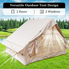 Inflatable Tent With Pump,Glamping Tents For 4-6 Person, Easy Setup 4 Season Waterproof Outdoor Tent,Waterproof Luxury Glamping Tent with 12 Mesh Window