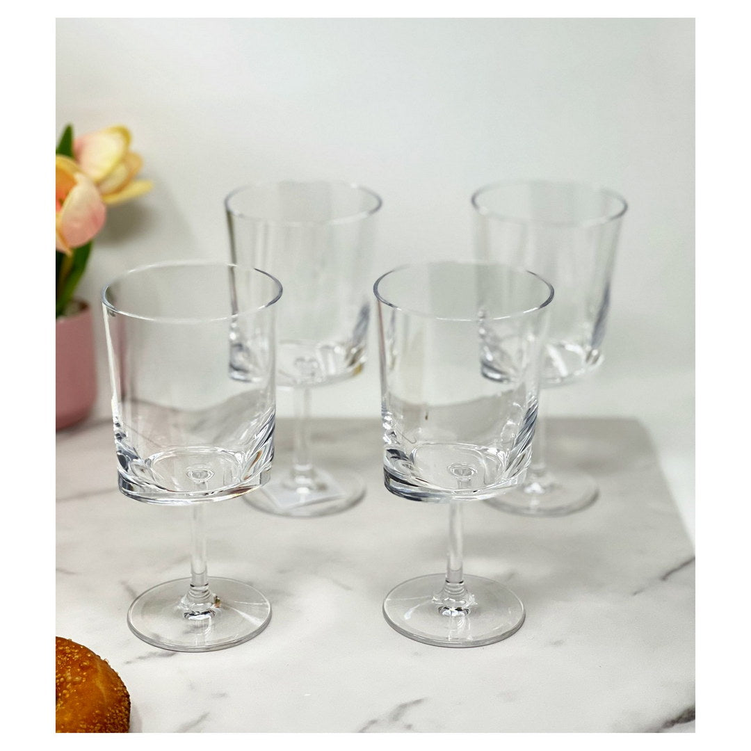 Oval Halo Plastic Wine Glasses Set of 4 (12oz), BPA Free Acrylic Wine Glass Set, Unbreakable Red Wine Glasses, White Wine Glasses