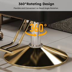 Hydraulic Salon Chair 360° Swivel - Professional Barber Stylist Chair with Pump, Non-Tilting Hairdressing Chair for Salon Tattoo Spa, Black Gold Stylist Equipment (Single Pack)