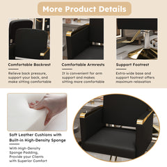 Hydraulic Salon Chair 360° Swivel - Professional Barber Stylist Chair with Pump, Non-Tilting Hairdressing Chair for Salon Tattoo Spa, Black Gold Stylist Equipment (Single Pack)