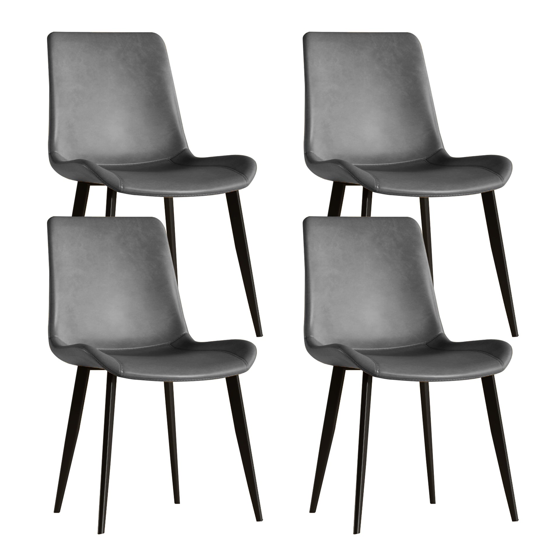 Dining Chairs Set of 4, Modern Design Home Chairs, PU Leather Metal Dining Chairs for Kitchen Dining Room-Gray